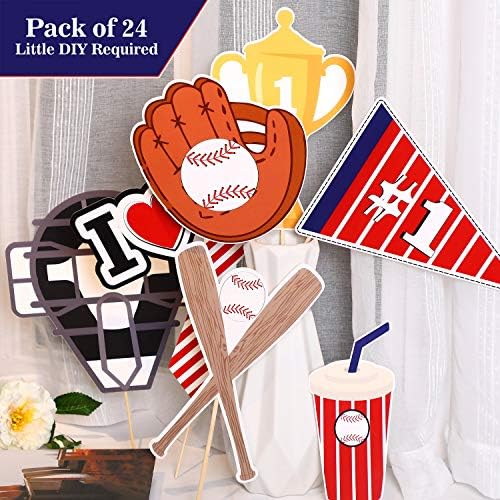 24 Piece Baseball Photo Booth Props Kit for Parties