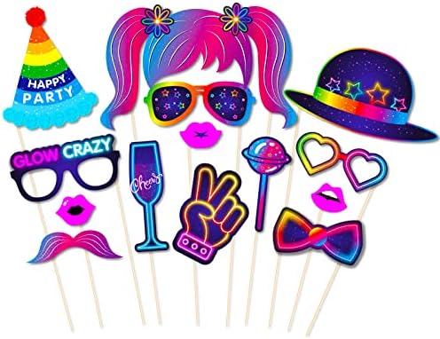 25pcs Glow Neon Photo Booth Props with Stick