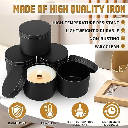 Premium Matte Black Candle Tins 12oz 12-Pack