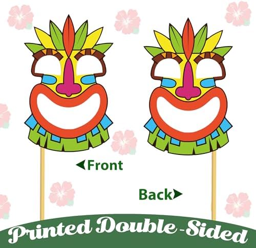 48PCS Hawaiian Tiki Photo Booth Props Set