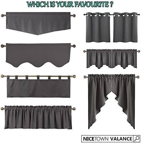 NICETOWN Window Valances Sliding Door 52x18 In Rod Pocket