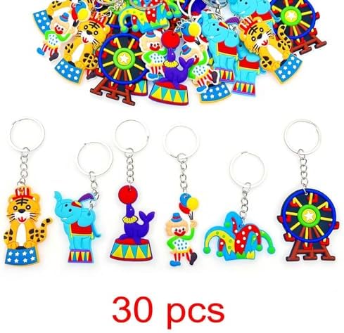 JZK 30 Pack Carnival Circus Keychain Set for Kids