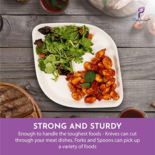 Fancy Purple Disposable Plates 50pcs Bamboo Set for Parties