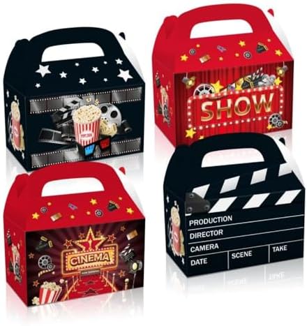 12Pcs Movie Theme Party Decor Boxes with Glitter