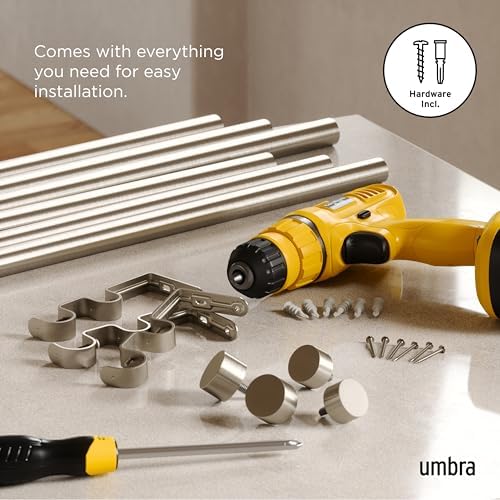 Umbra Cappa Double Curtain Rod with Finials and Hardware 66-120 Inch Nickel
