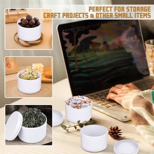 4 Oz Candle Tins Set of 24 Premium Matte White Jars with Lids