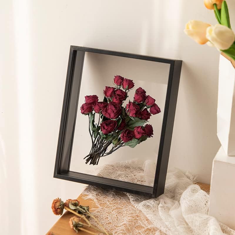 JOSON Wooden Dried Flower Floating Photo Frame - 8x12 Black