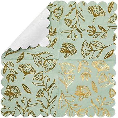 Cocktail Napkins Gold Foil Scalloped Edge 100 Pack