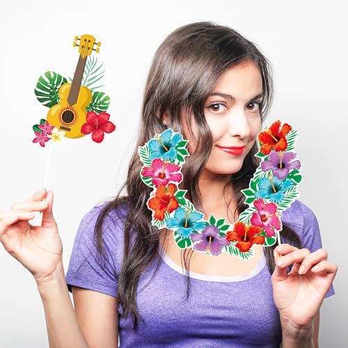 48PCS Hawaiian Tiki Photo Booth Props Set