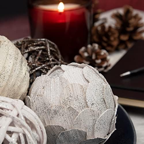 White Glitter Decorative Balls for Vases and Bowls