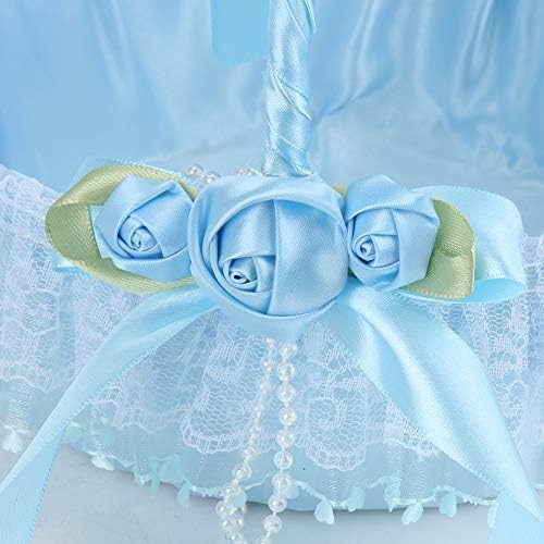 Cute Blue Wedding Flower Girl Baskets with Handles