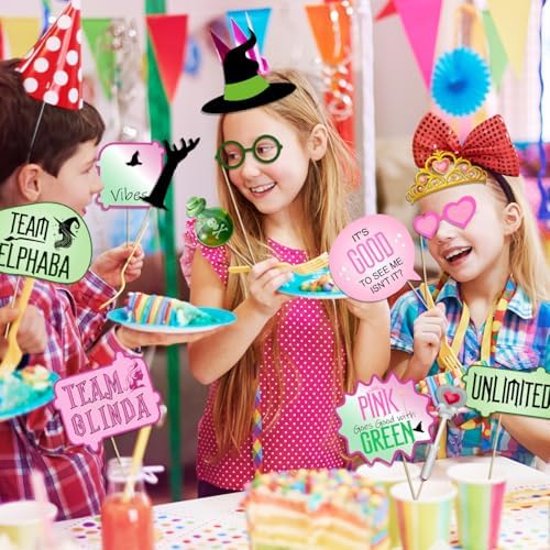 Pink Green and Black Witch Party Photo Booth Props Kit