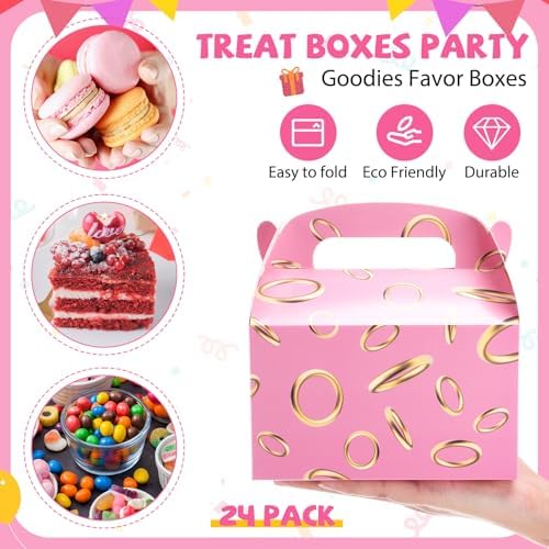 Marspark 24 Pack Pink Gold Ring Party Favor Boxes
