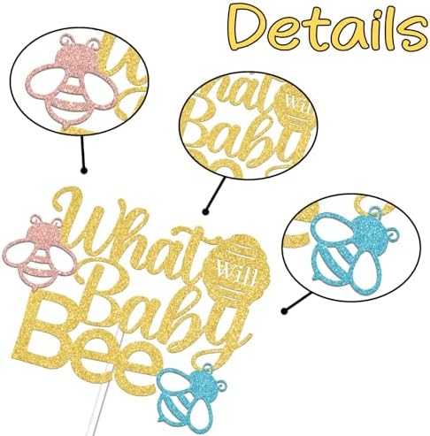 What Will Baby Bee Cake Topper Gold Glitter
