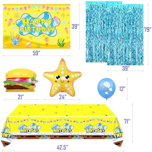 48 Pcs Yellow Cartoon Birthday Decorations Set