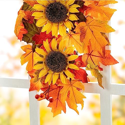 Glitzhome 225 Inch Fall Metal Pumpkin Sunflower Wall Decor