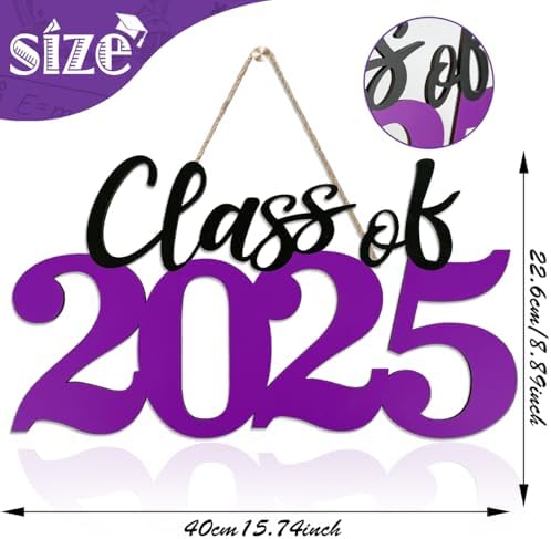 Class of 2025 Purple Wooden Graduation Sign