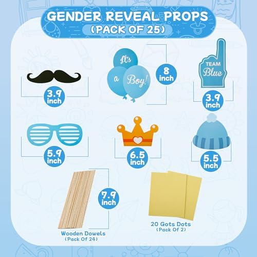 LASLU Its A Boy Photo Booth Props Kit on Sticks Set of 25pcs