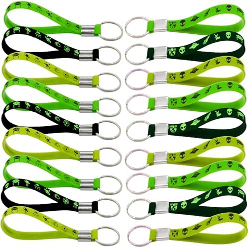 24 Piece Green Alien Rubber Keychains Party Favors