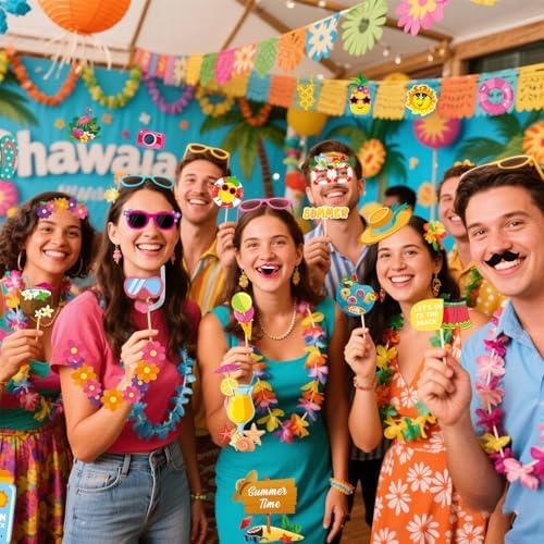 JOJO FLY 25 Pcs Summer Pool Beach Photo Booth Props