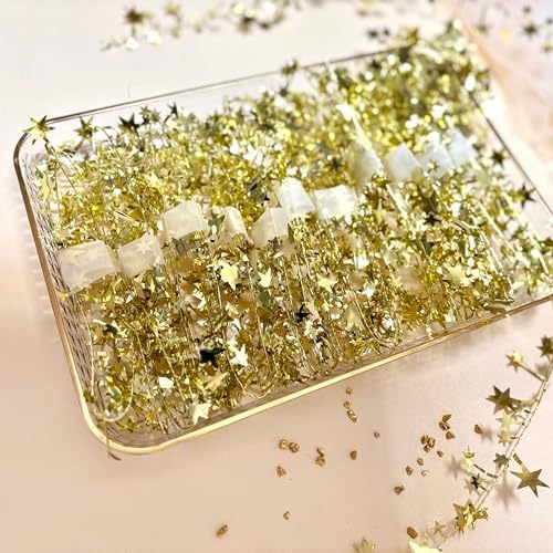 Gold Floating Candle Centerpieces Star Strings - 12 Pcs 38 Inch
