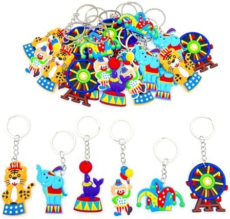 JZK 30 Pack Carnival Circus Keychain Set for Kids