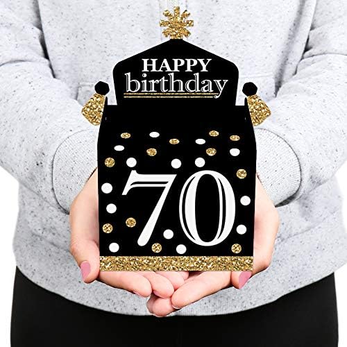Big Dot of Happiness 70th Birthday Gold Treat Boxes Set of 12