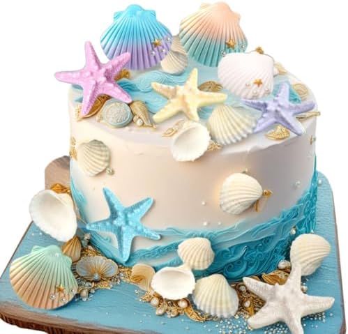 JeVenis Sea Shells Cake Decor for Ocean Theme Party
