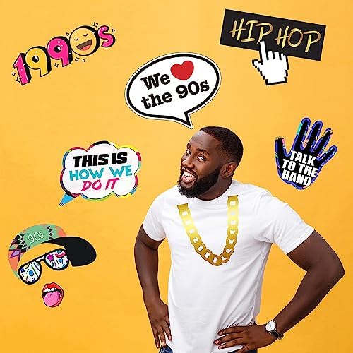 Tvorvik 90s Photo Booth Props 39pcs Hip Hop Decorations