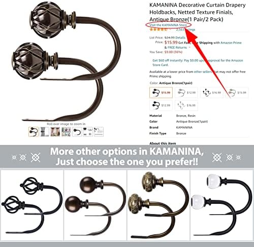 KAMANINA Decorative Curtain Holdbacks Antique Bronze 1 Pair 2 Pack