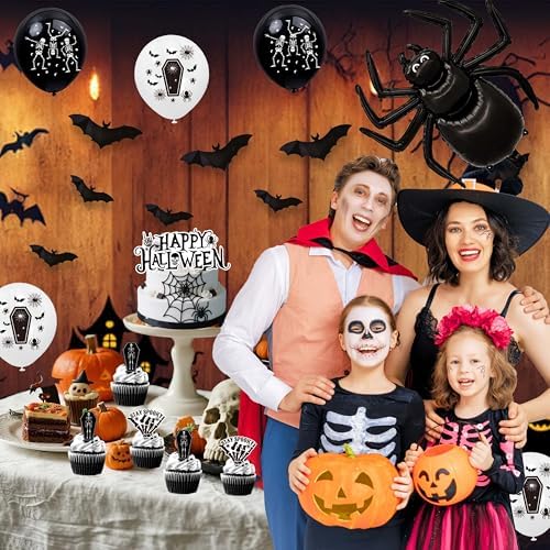 Halloween Decor Set with Skeleton Spider Web and Bats Theme