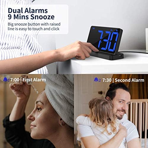 NOKLEAD Digital Alarm Clock with 2 Alarms and Snooze