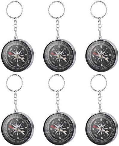 Toyvian 12Pcs Alloy Compass Keychain - Silver Pirate Themed Travel Keychain