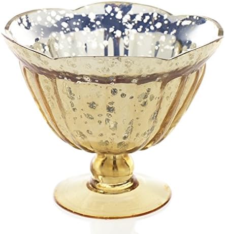 Mercury Glass Compote with Pedestal Base Gold