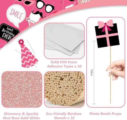 30 Piece Party Photo Booth Prop Set Rose Gold