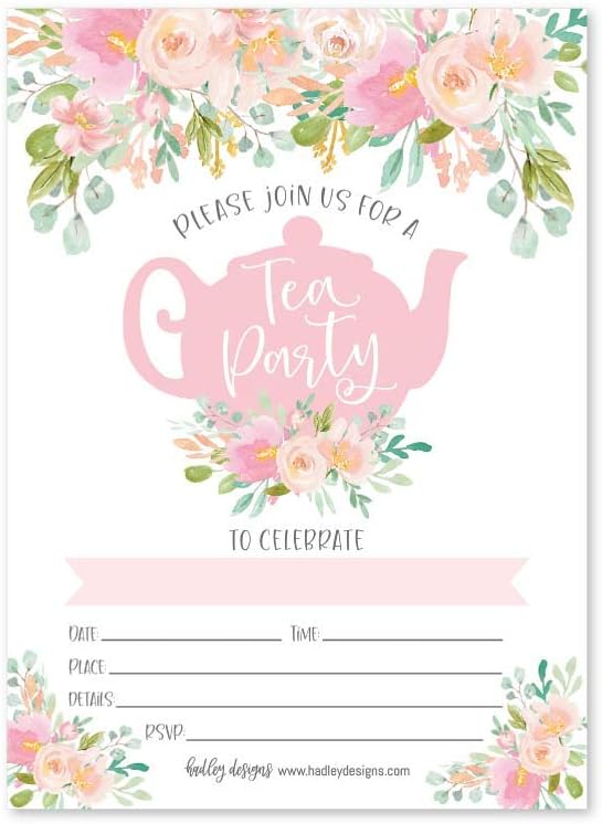 Hadley Designs 25 Tea Party Invitations for Girls