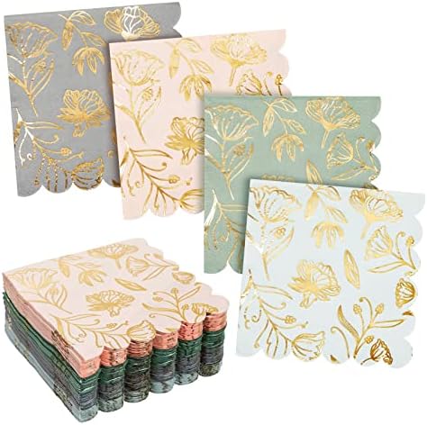 Cocktail Napkins Gold Foil Scalloped Edge 100 Pack