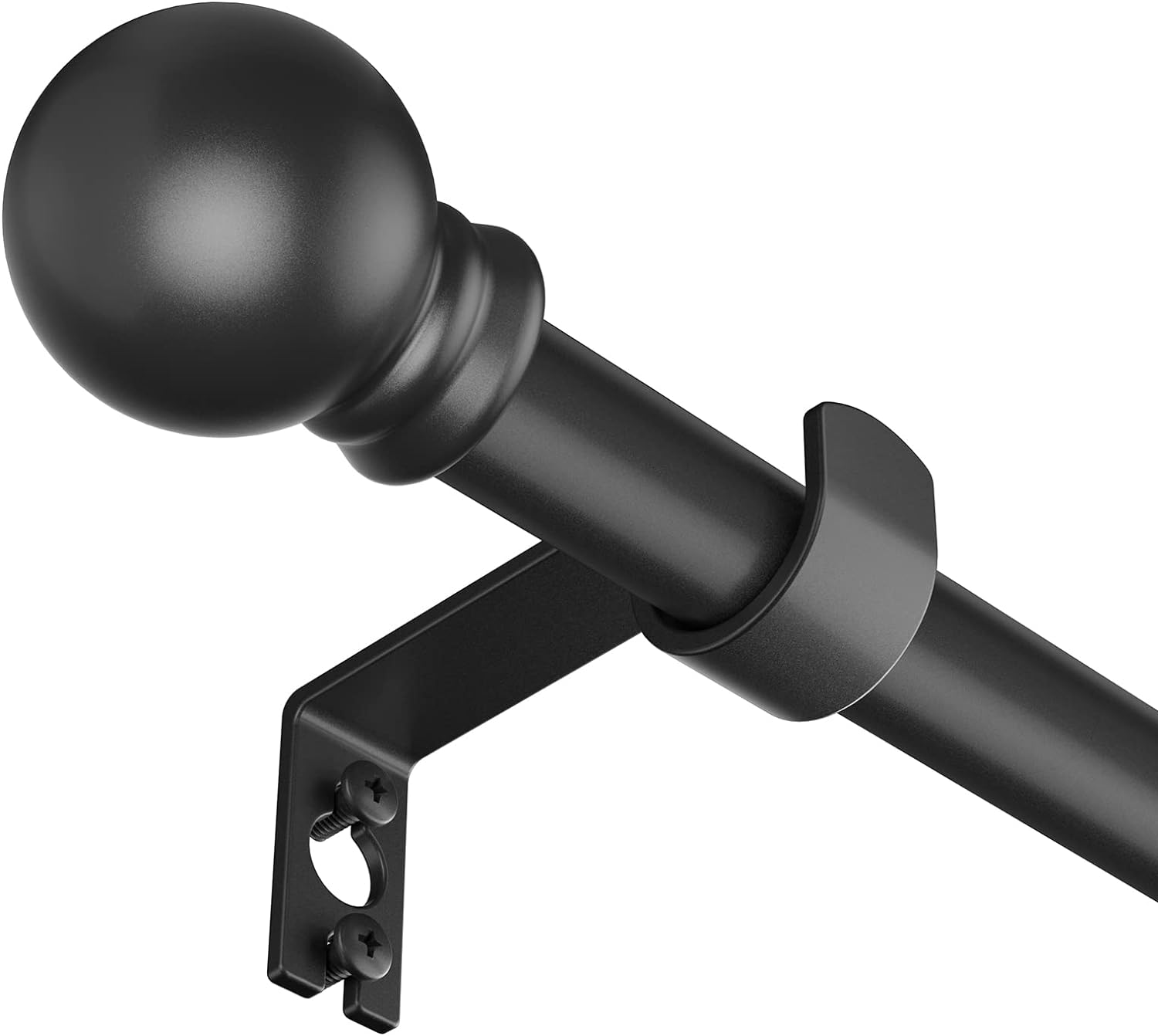 Black Curtain Rods 28-48 Inch 3 Section Set with Brackets