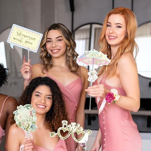 Cheerland 18 Pcs Pastel Gold Bridal Shower Photo Props