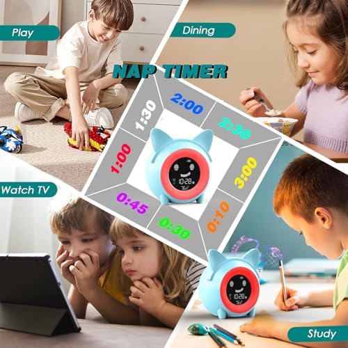 Yariaii Kids Alarm Clock with Night Light and Sleep Sounds