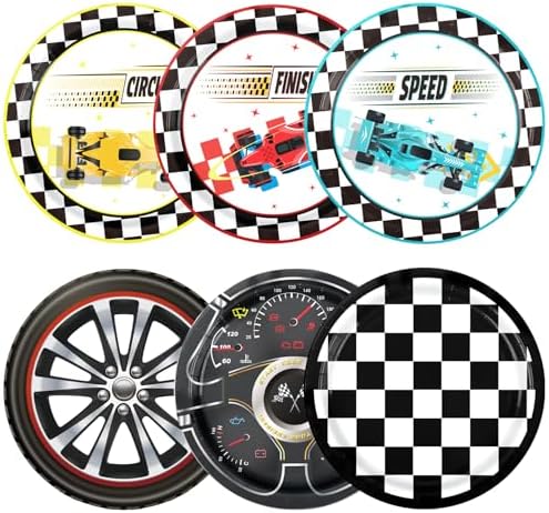 Race Car Birthday Decorations 48PCS Checked Plates and Tableware