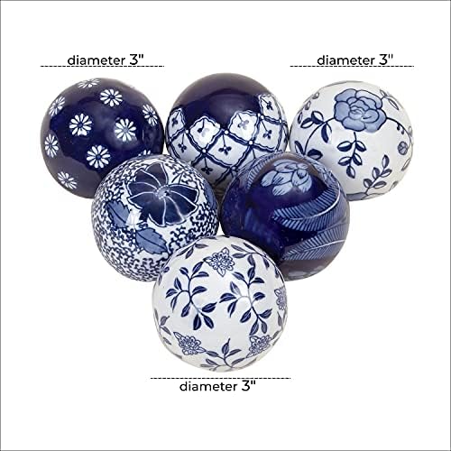 Deco 79 Blue Ceramic Orbs Vase Filler Set of 6 3 Inch