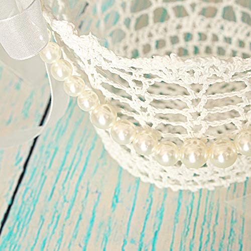 Lapuda Ivory Flower Girl Basket with Tulle and Pearls