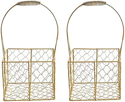 Firlar 2PCS Metal Wedding Flower Basket with Handle