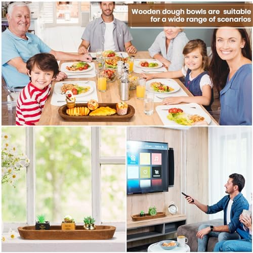 4 Pcs Wooden Dough Bowl Rustic Table Centerpiece