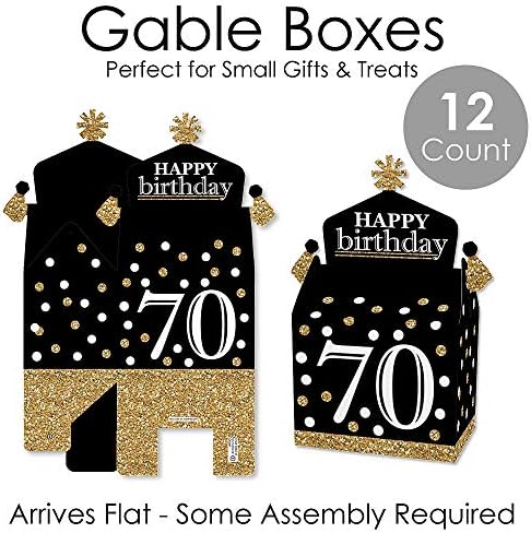 Big Dot of Happiness 70th Birthday Gold Treat Boxes Set of 12