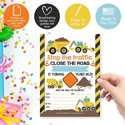 Hadley Designs Construction Birthday Invitations Set of 25