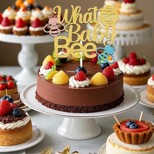 What Will Baby Bee Cake Topper Gold Glitter
