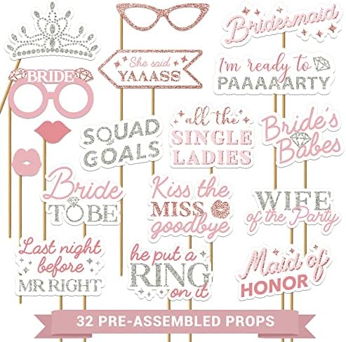 Fully Assembled Bachelorette Photo Booth Props Set of 32