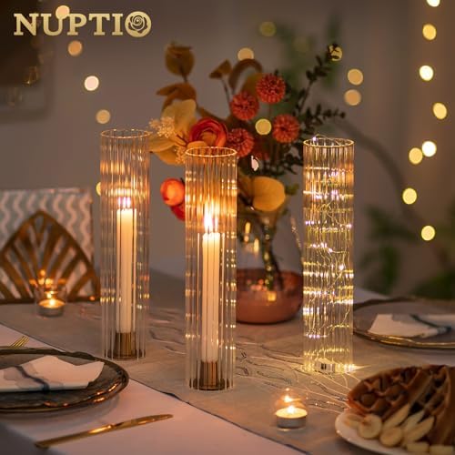 NUPTIO Fluted Hurricane Candle Holder 25 x 12 Inches